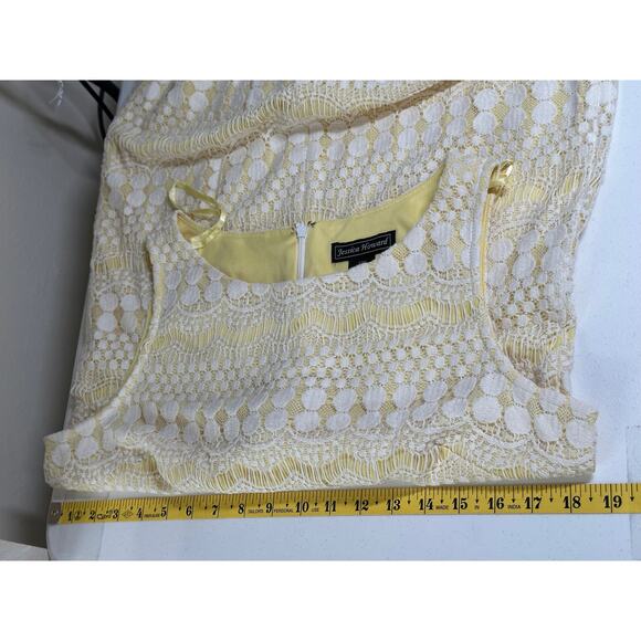 Jessica‎ Howard Dress Womens 12 Petite Yellow Sleeveless Lace Shift Boho Summer - Picture 9 of 10